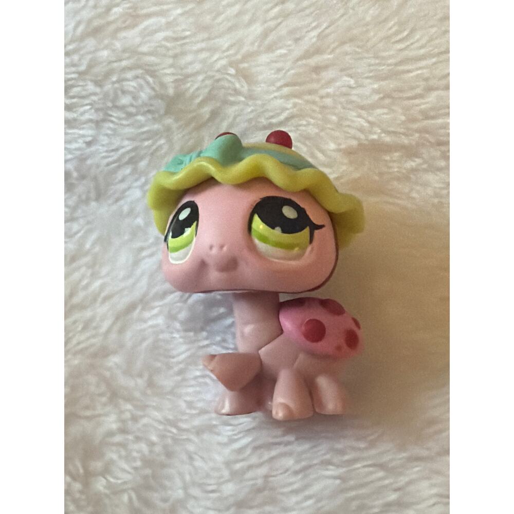Littlest Pet Shop Authentic Ladybug Figure Pink w/ Yellow Blue Headpiece #1474